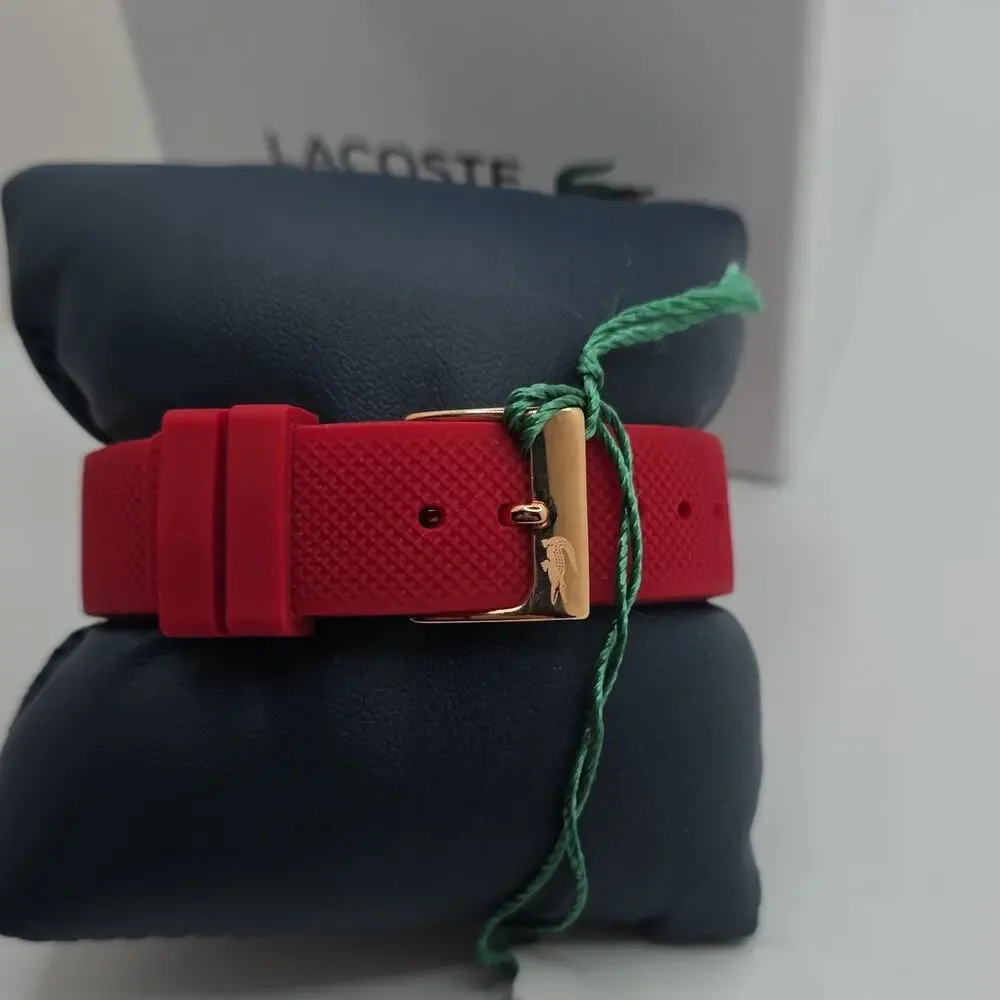 Lacoste Unisex Quartz Analog Red Dial Plastic Case Red Silicone Strap w/ Box